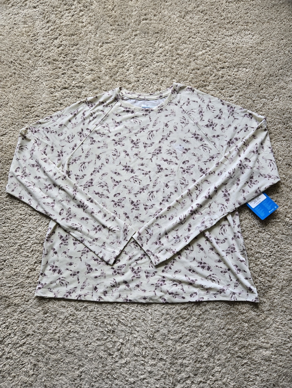 Columbia PFG Long Sleeve Tee Womens XXL  Fishing Lure Print